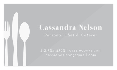Our Placesetting Pieces Clear Business Cards are as mouth-wateringly elegant as the meals you prepare. Featuring a simple set of silverware to the left of your "plate", filled with an assortment of neat prints for your business details, these cards are an incredible way to represent yourself and your business to potential clients.