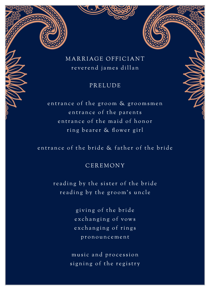 Indian Paisley Wedding Programs