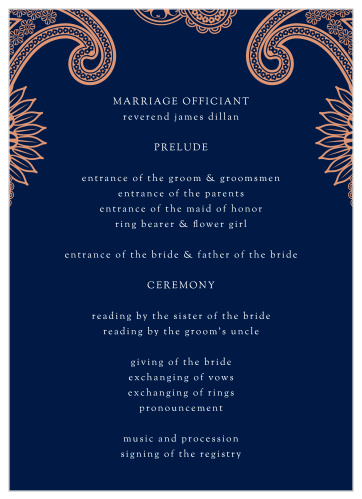 Indian Paisley Wedding Programs