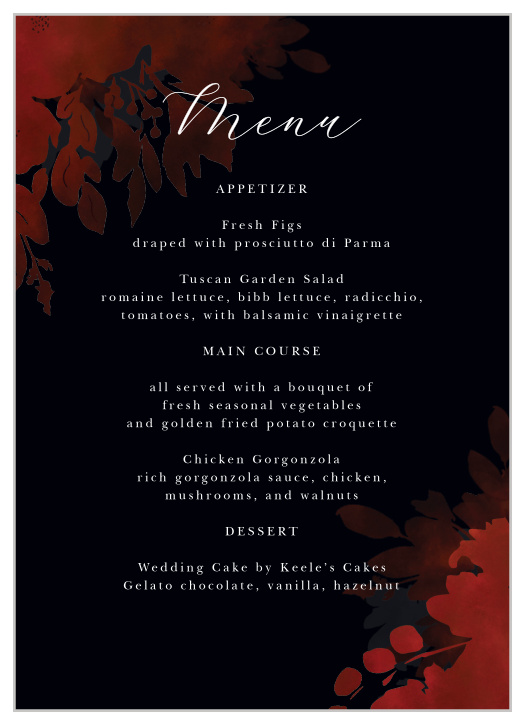Dark Florals Wedding Menus