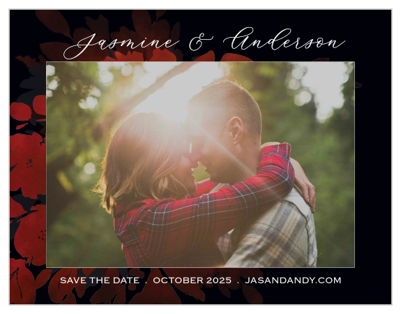 Give your guests the time they need to reserve your wedding day with our gorgeous Dark Florals Save-the-Date Magnets. Featuring the same stunning design as the rest of the Dark Florals suite, only now supplemented by your favorite photo in the center, these little reminders go a long way toward turning your wedding day into what it's meant to be.