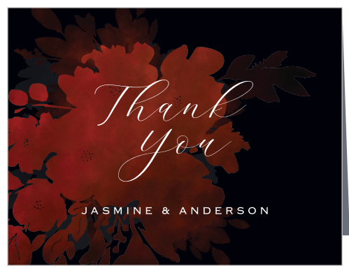 Dark Florals Wedding Thank You Cards