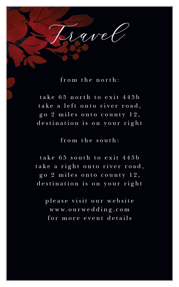 Dark Florals Direction Cards