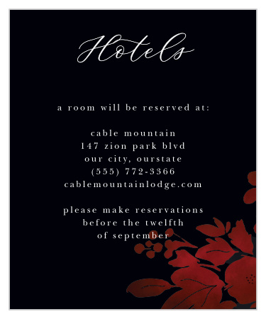 Dark Florals Accommodation Cards