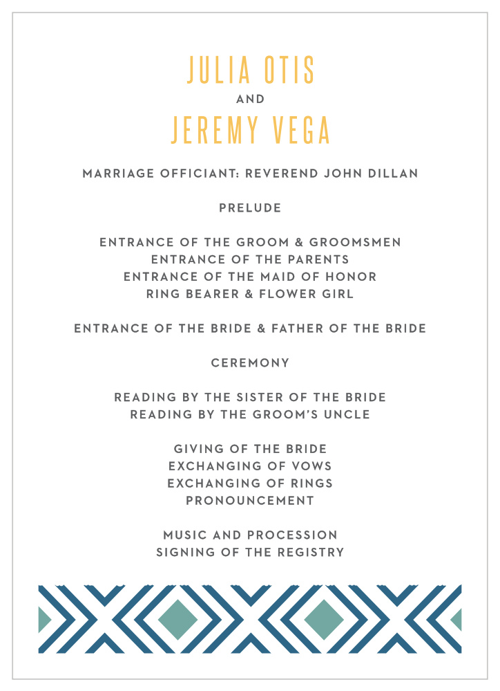 Bohemian Beach Wedding Programs