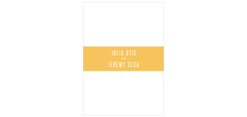 Wrap your invitations in the bright golden-yellow of our Bohemian Beach Wedding Belly Bands to provide your guests with a beautiful first look at your wedding style. With your names in a beautifully modern print through the center of the paper, these bands are the perfect addition to keep your invitations snug in transit. 