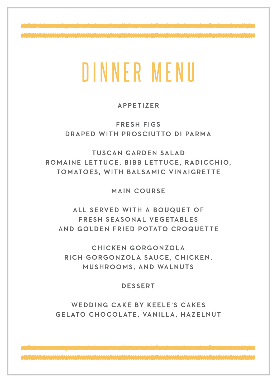 Bohemian Beach Wedding Menus