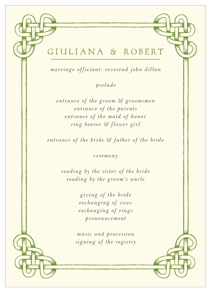 Celtic Knot Wedding Programs