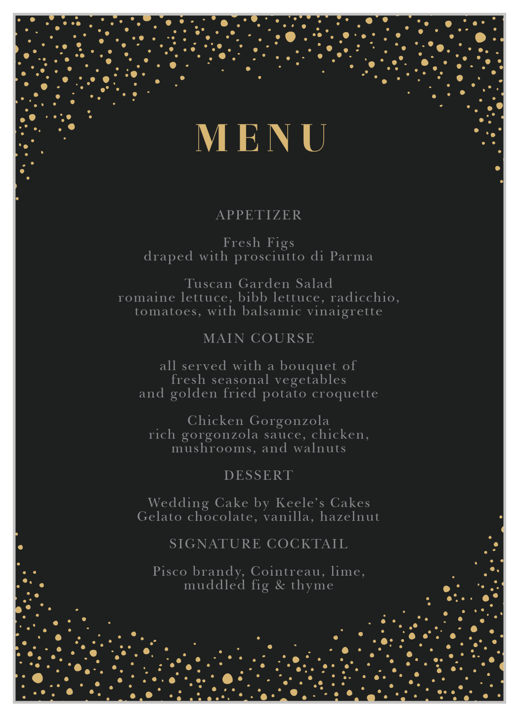 Gothic Halloween Wedding Menus