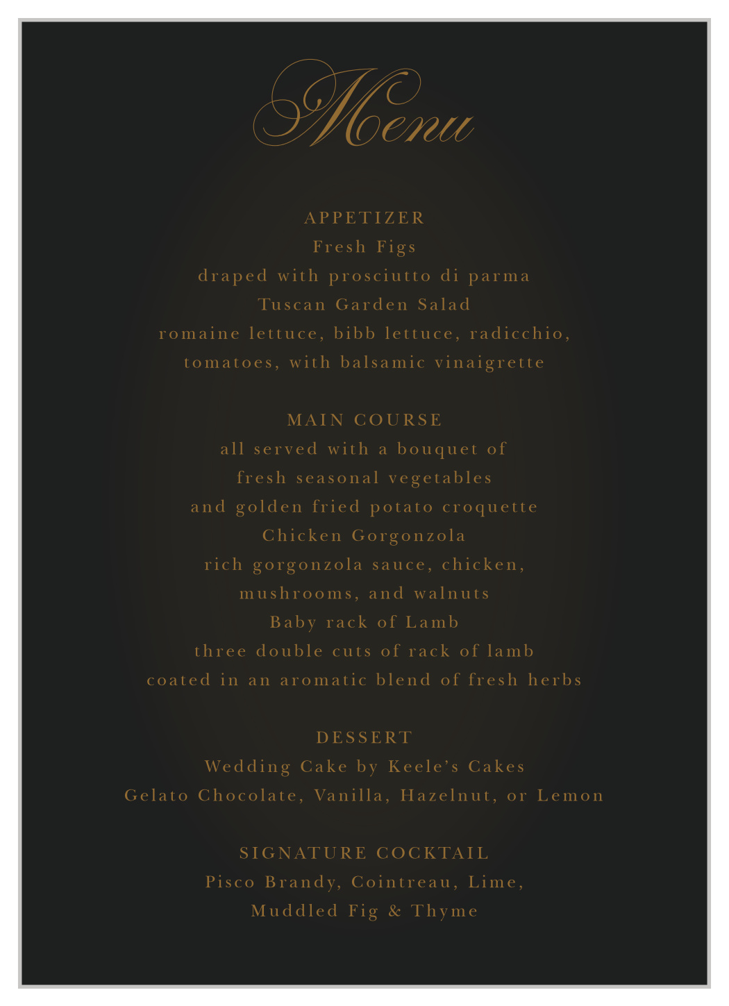 Vintage Dracula Wedding Menus