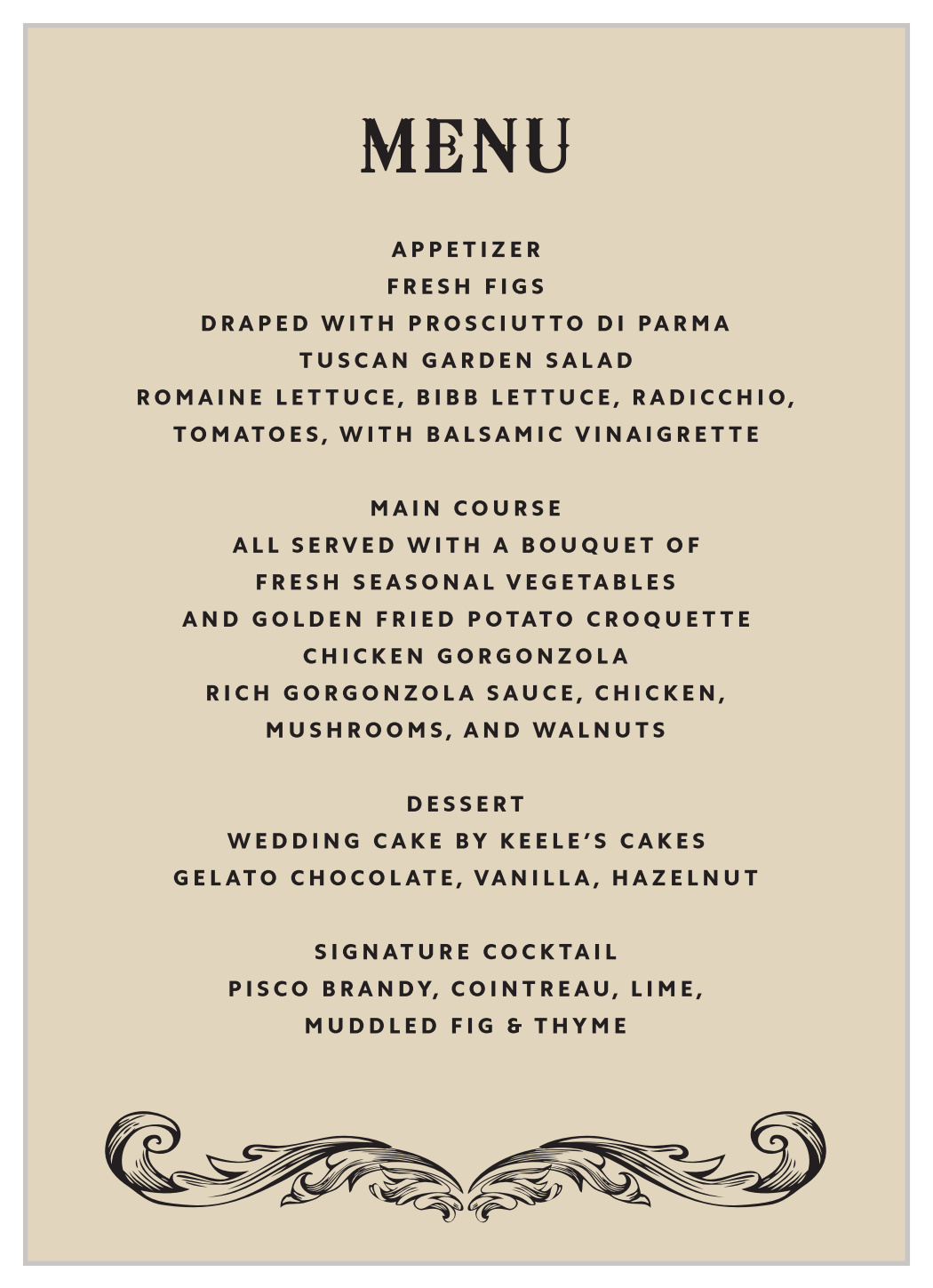 Victorian Type Wedding Menus