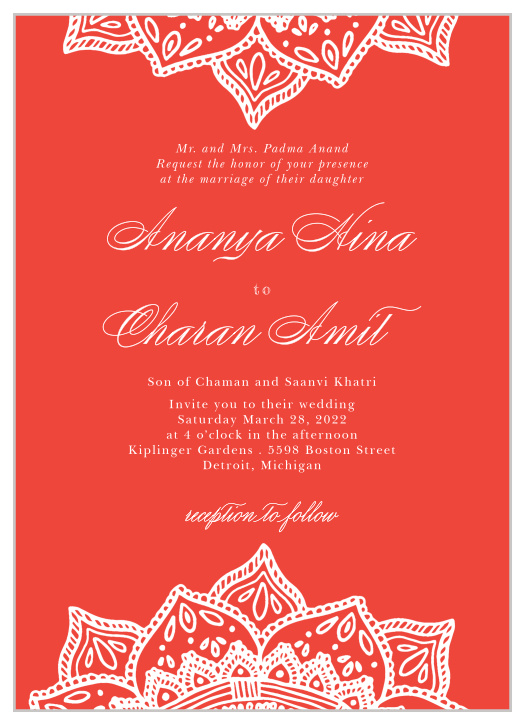 Your guests will fall in love our Indian Mandala Wedding Invitations. 