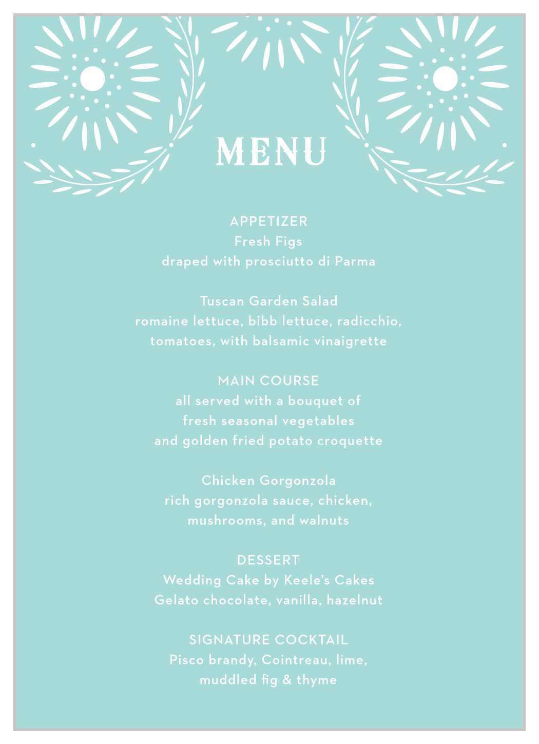 Papel Confetti Wedding Menus