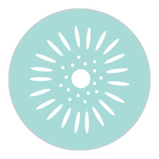 Our traditional & artfully designed Papel Confetti Wedding Stickers simply feature a daisy-esque paper picado decoration atop a pastel, glass blue backdrop.