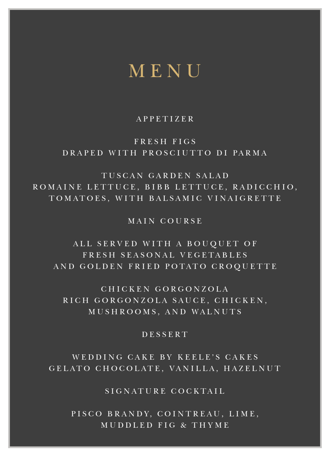 Dark Monogram Wedding Menus