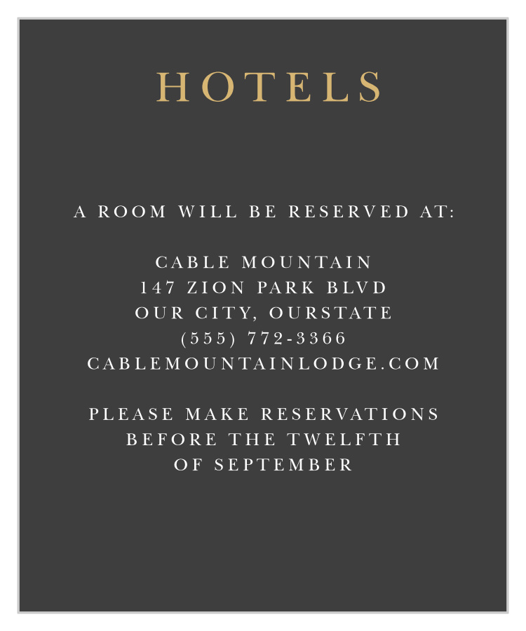 Dark Monogram Accommodation Cards