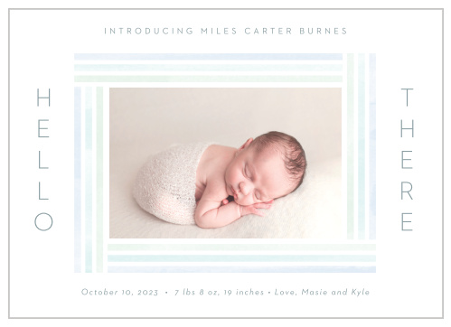 Broadcast the arrival of your little one to friends and family with our Quilted Welcome Birth Announcements. 