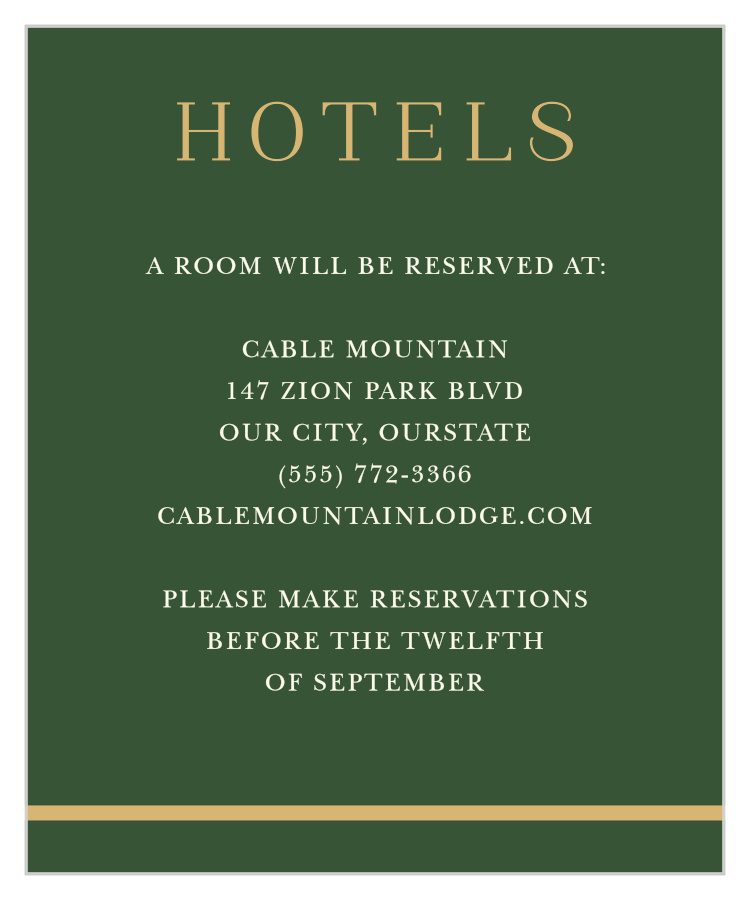 Emerald Border Accommodation Cards
