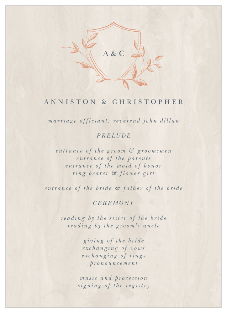 Woodland Monogram Wedding Programs