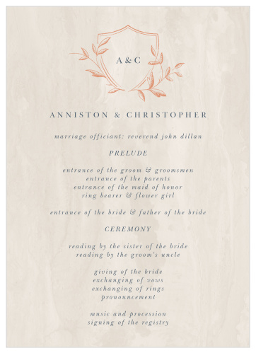 Woodland Monogram Wedding Programs
