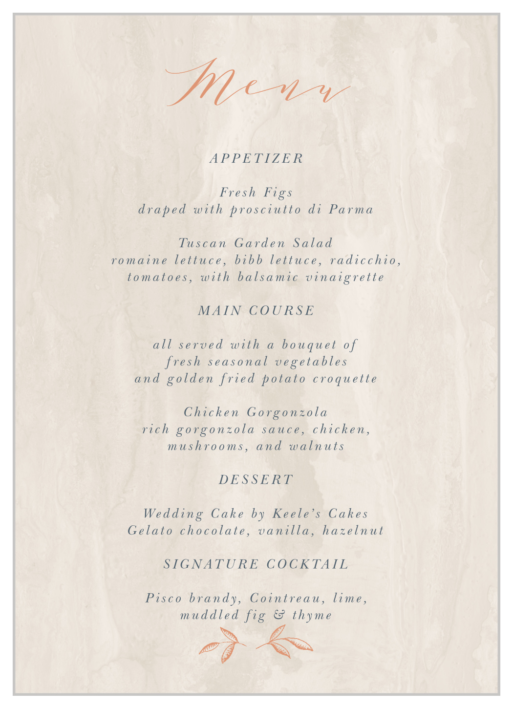 Woodland Monogram Wedding Menus