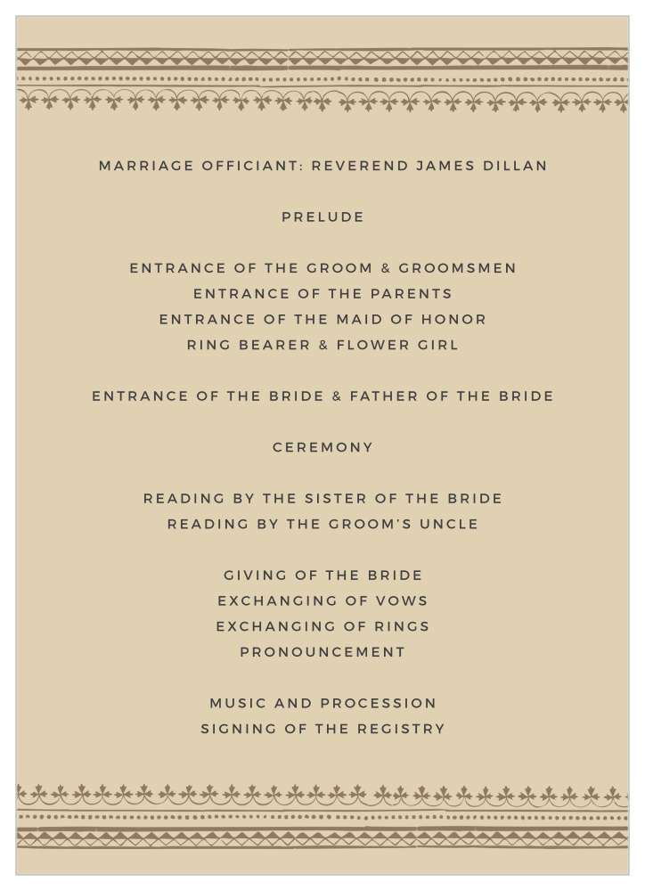 Vintage Admission Wedding Programs