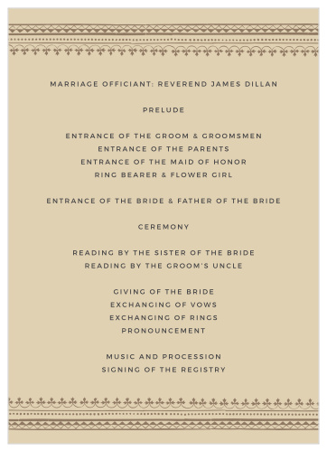 Vintage Admission Wedding Programs