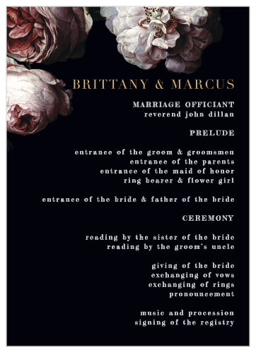 Moody Florals Wedding Programs