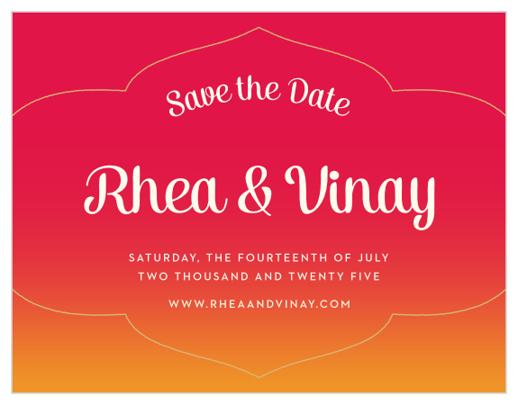 Use your Indian Sunset Save-the-Date Cards to let you know your big day is on the way!  