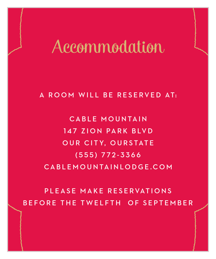 Indian Sunset Accommodation Cards