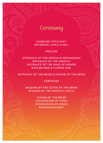 Let your guests know what to expect on your big day with our Indian Sunset Wedding Programs! 