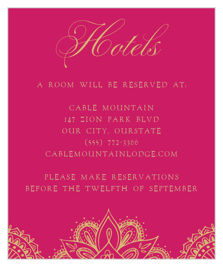 Hindu Celebration Accommodation Cards