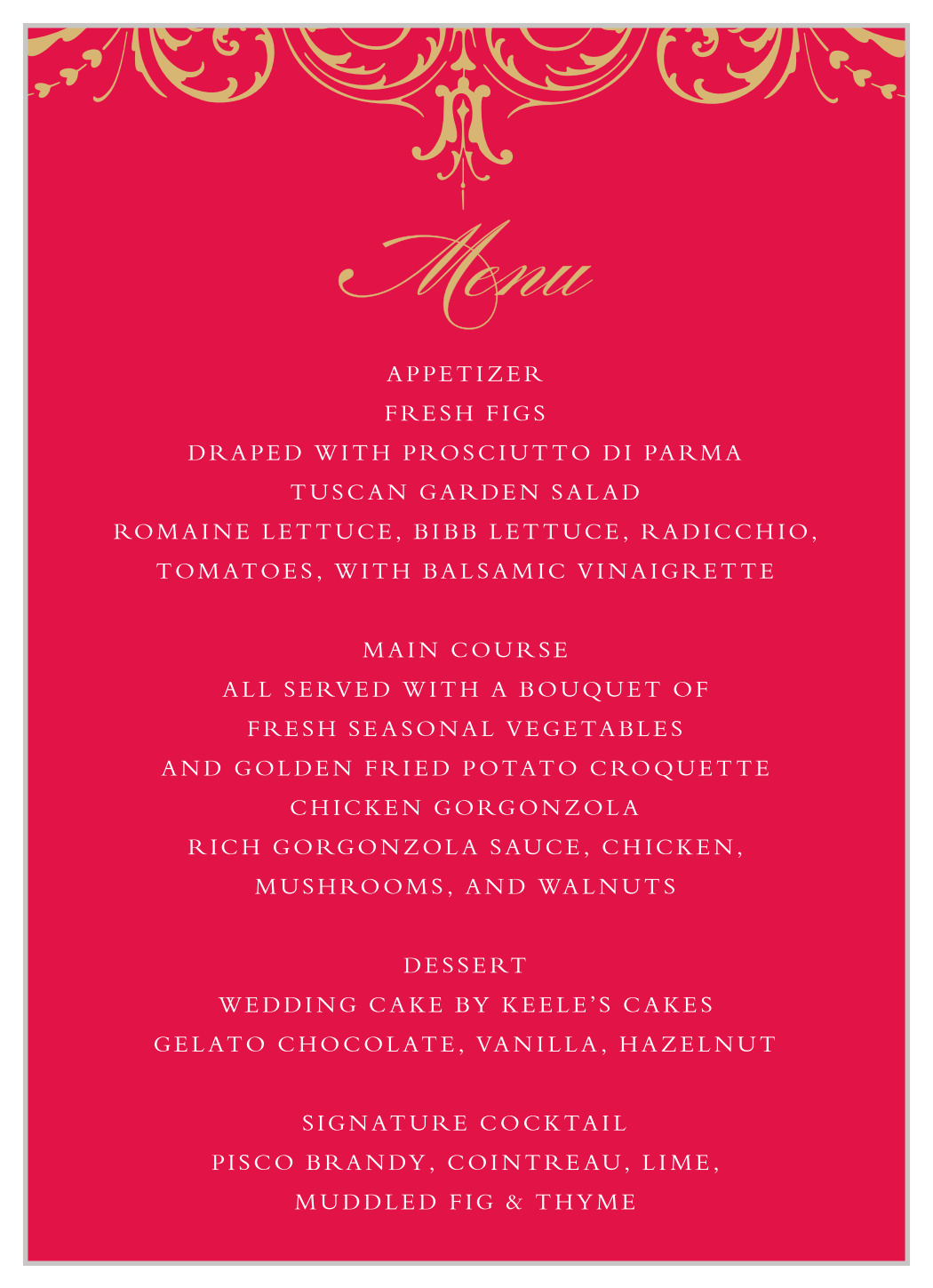 Embellished Love Wedding Menus