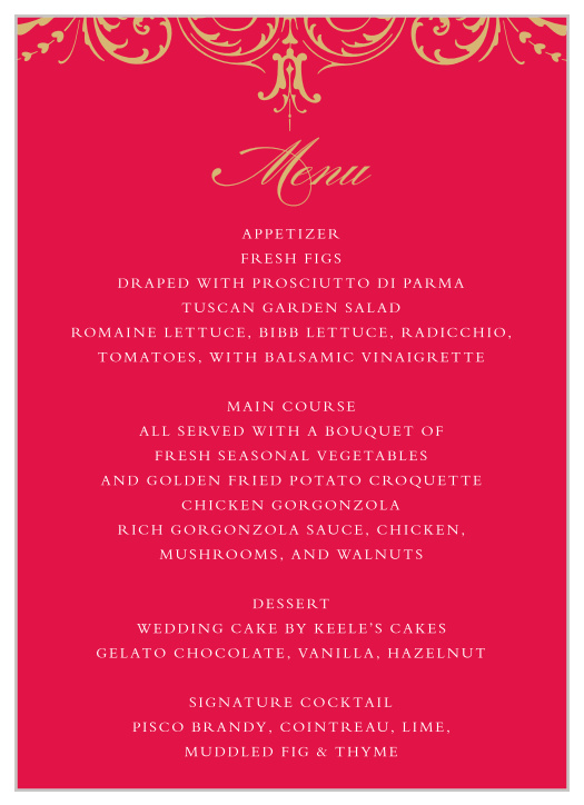 Embellished Love Wedding Menus
