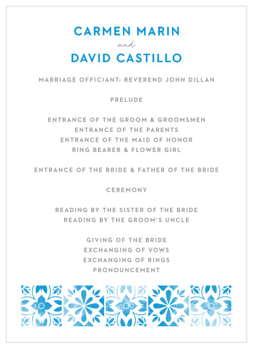 Mexican Tiles Wedding Programs