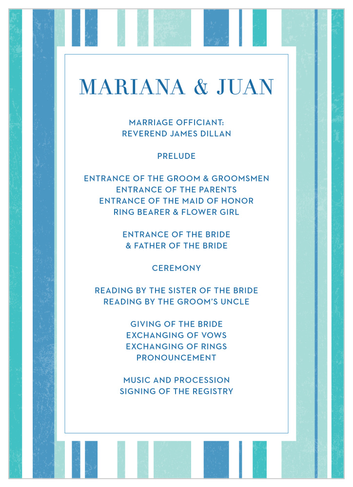 Beach Blanket Wedding Programs