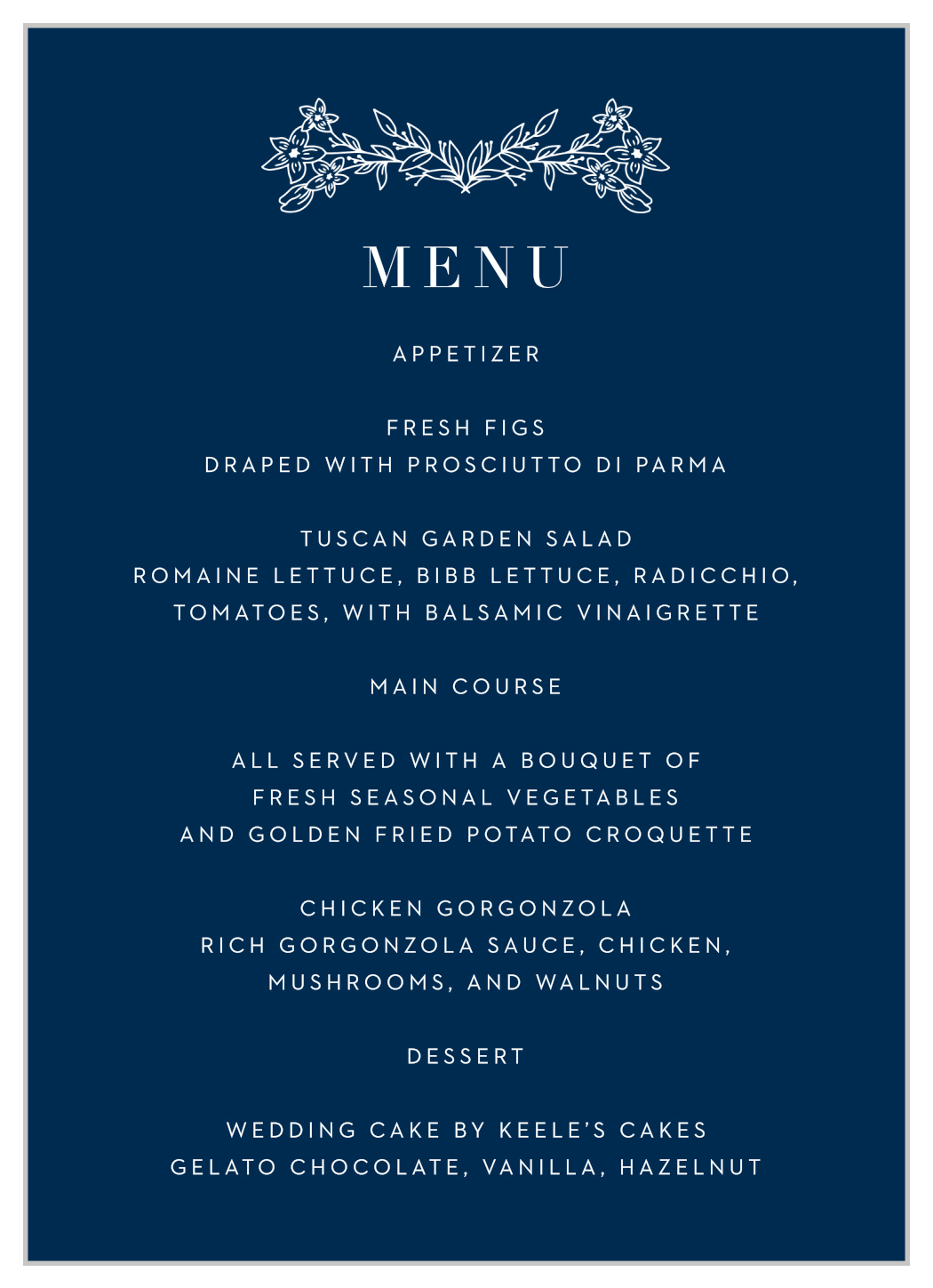 Floral Heart Wedding Menus