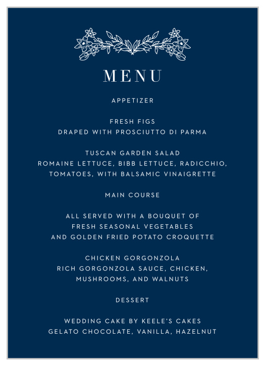 Floral Heart Wedding Menus
