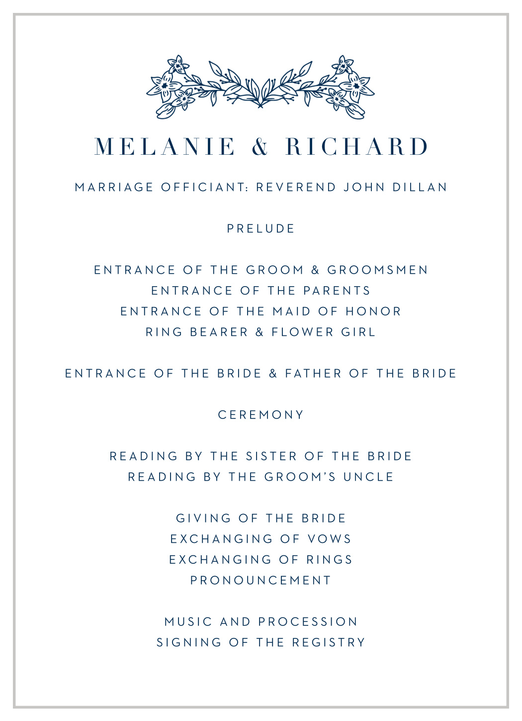 Floral Heart Wedding Programs
