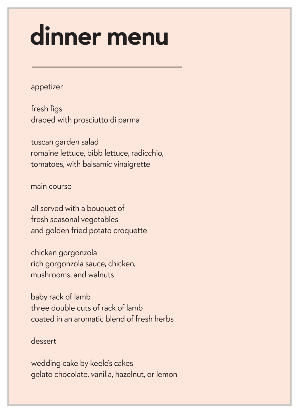 Minimal Type Wedding Menus