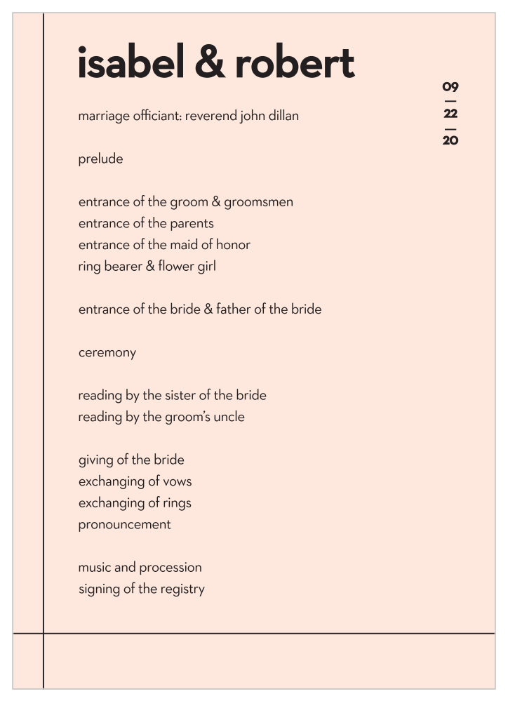 Minimal Type Wedding Programs