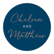 Our lovely Once Upon a Time Wedding Stickers quickly become the elegant emblem of your wedding day. Utilizing a deep, beautiful blue as the backdrop for the flowing gold calligraphy of your names, these stickers are fantastic for sealing envelopes, decorating stationery, and as little mementos of your big day.