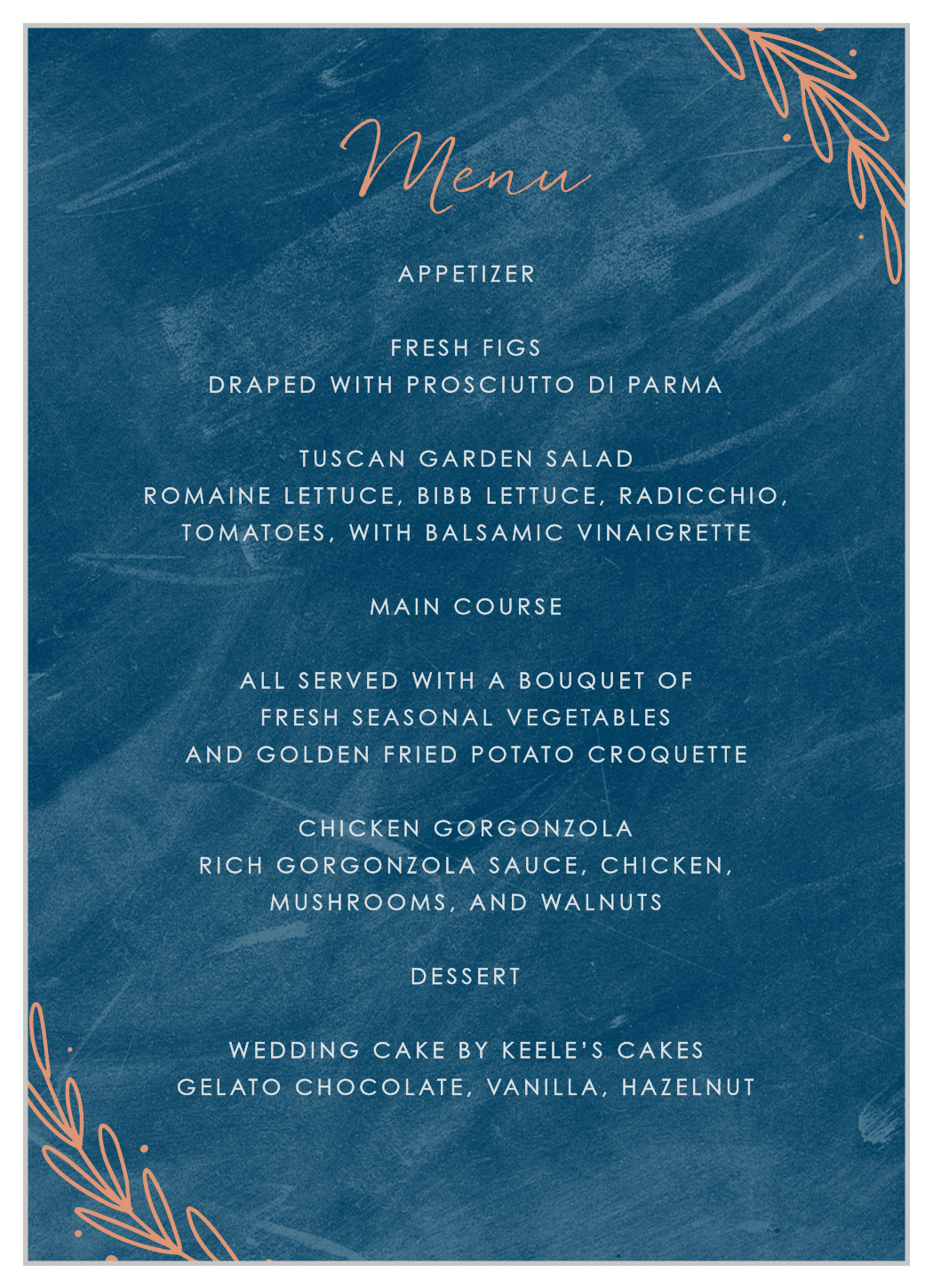 Once Upon a Time Wedding Menus