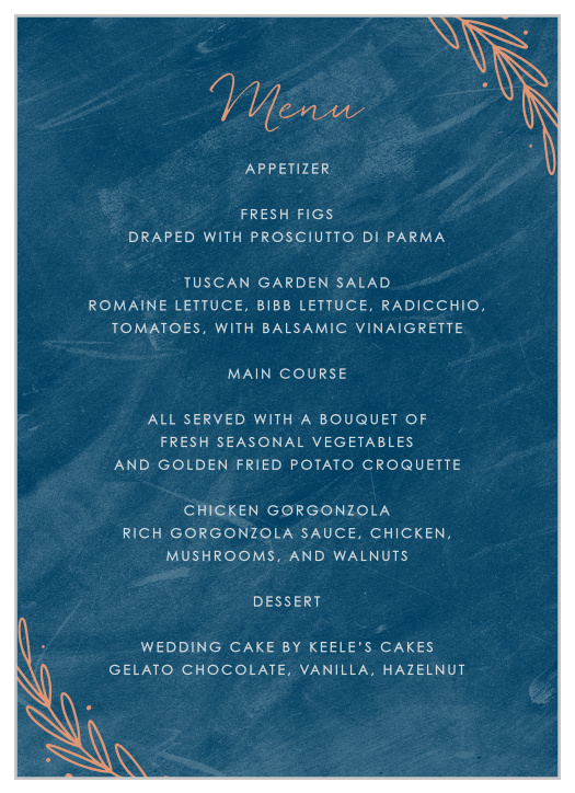 Once Upon a Time Wedding Menus