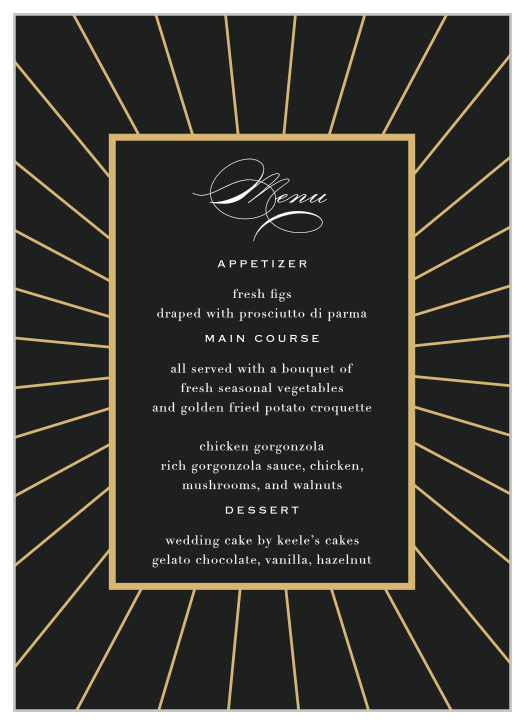 Starburst Frame Wedding Menus