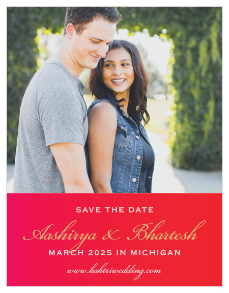 Our India Ombre Save the Date Magnets  are a perfectly gorgeous way to announce the special day.