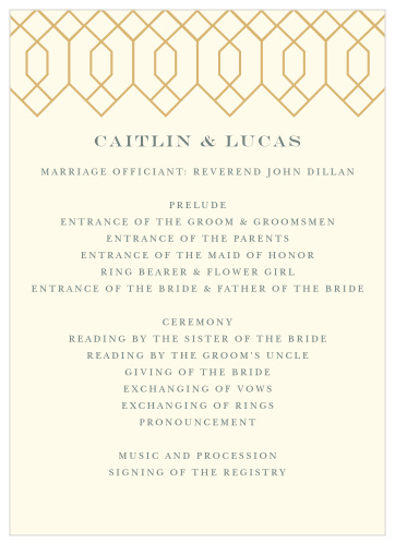 Deco Diamonds Wedding Programs