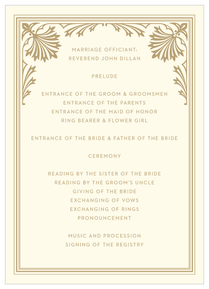 Filigree Frame Wedding Programs