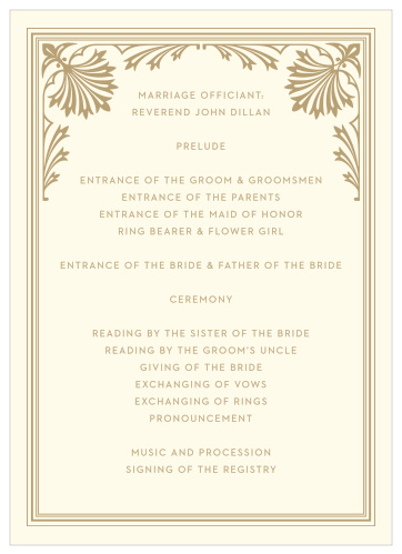 Filigree Frame Wedding Programs