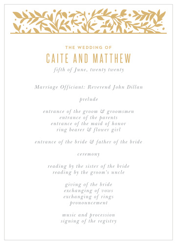 Medieval Library Wedding Programs
